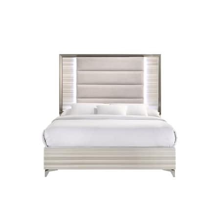Global Furniture Usa Modern  Zebra Zambrano White Queen Bed With Led 3239